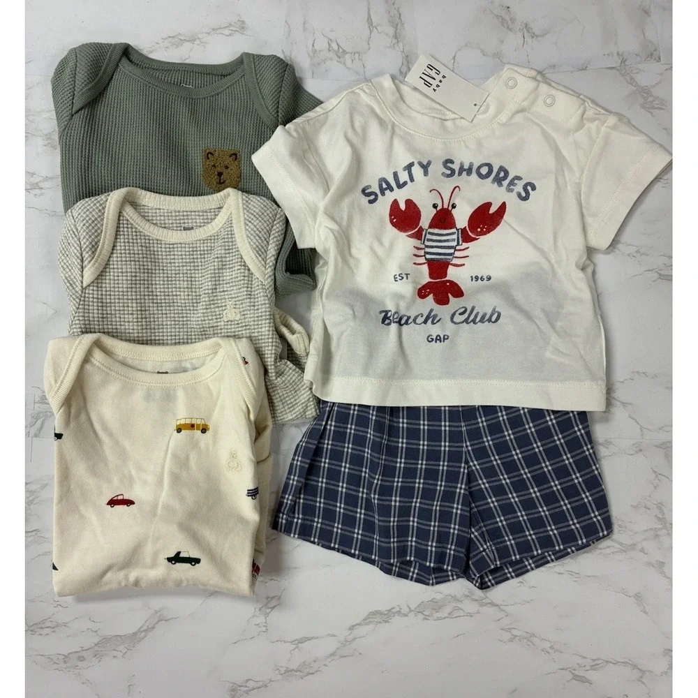 4x Baby Gap 3-6 Months Boy Bundle NWT - Lobster Outfit, 2 Bear And Car Outfit
